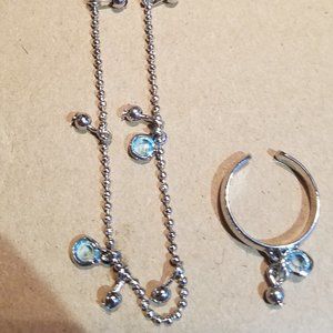 Avon Springtime Dangling Anklet & Toe Ring Set